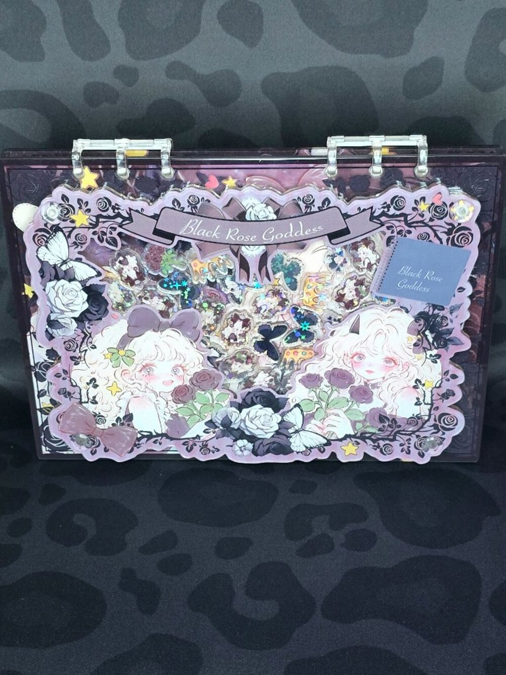 Acrylic Shaker Notebook Black Rose Goddess